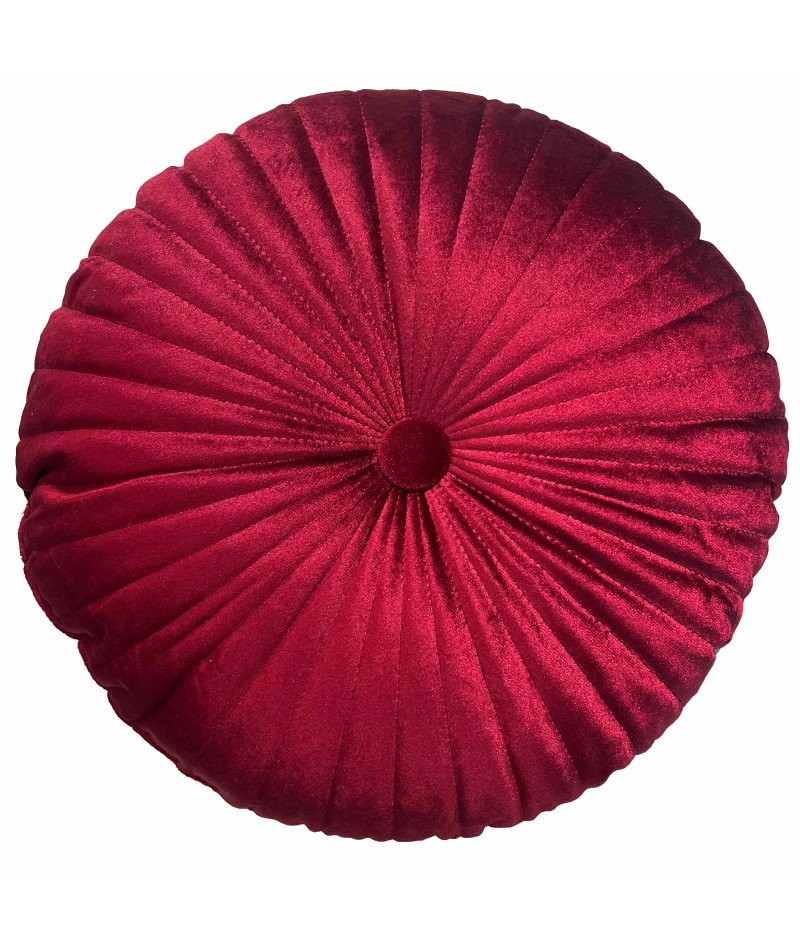 Cojín terciopelo rojo burdeos. Cojín redondo rojo. Cojín decorativo velvet burdeos.