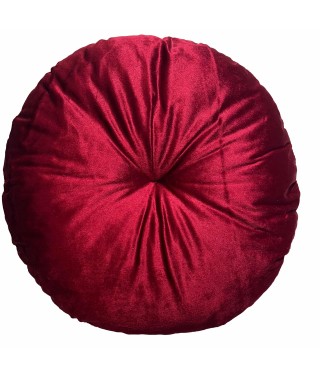 Cojín terciopelo rojo burdeos. Cojín redondo rojo. Cojín decorativo velvet burdeos.